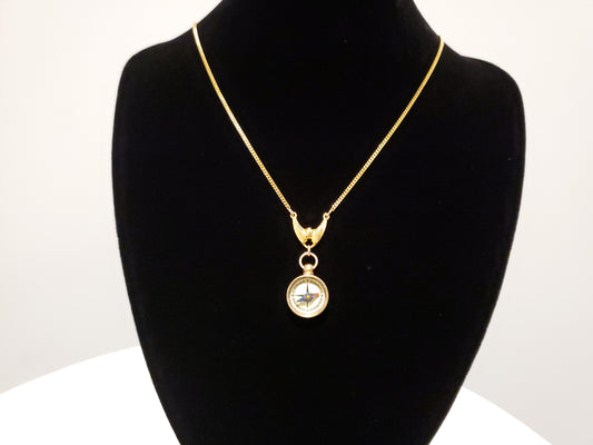 Compass Necklace with 18kt Gold Chain