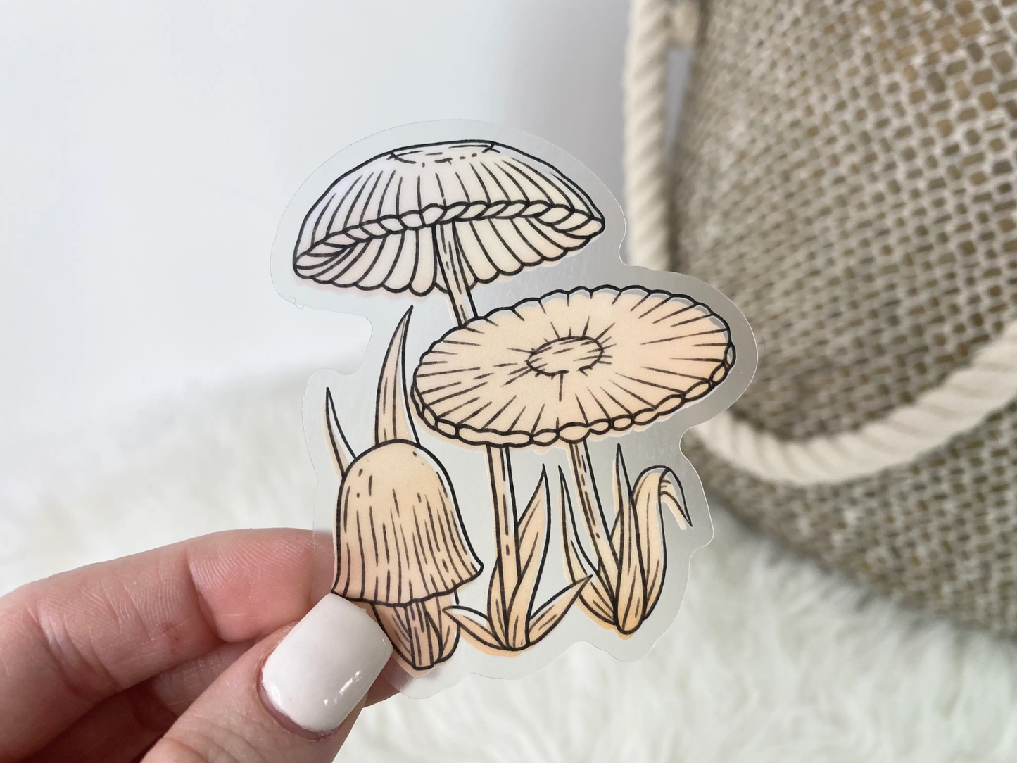 Botanical Fungi Clear Vinyl Sticker