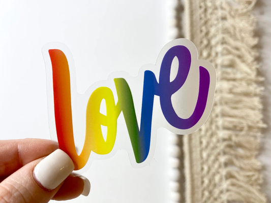 Love Rainbow Clear Vinyl Sticker