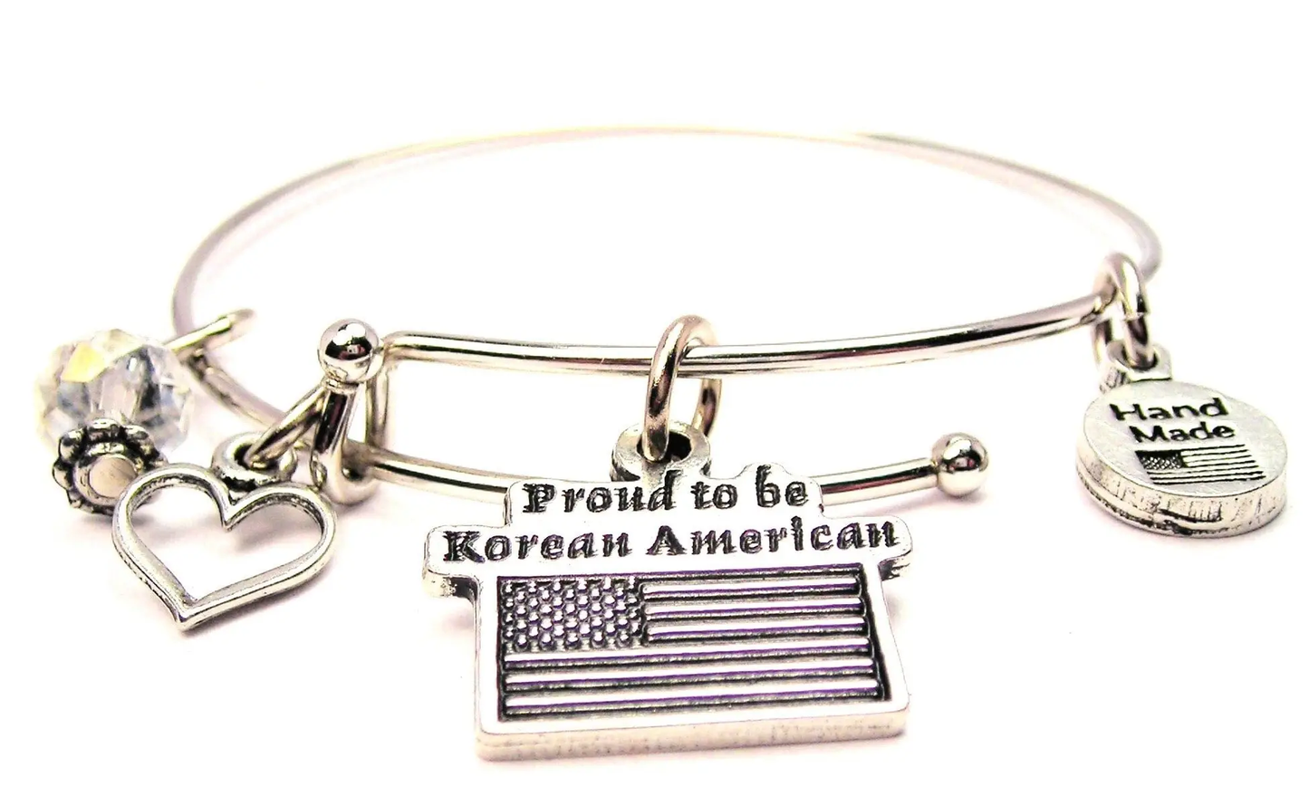 Expandable Bangle Bracelet "Proud to be Korean American