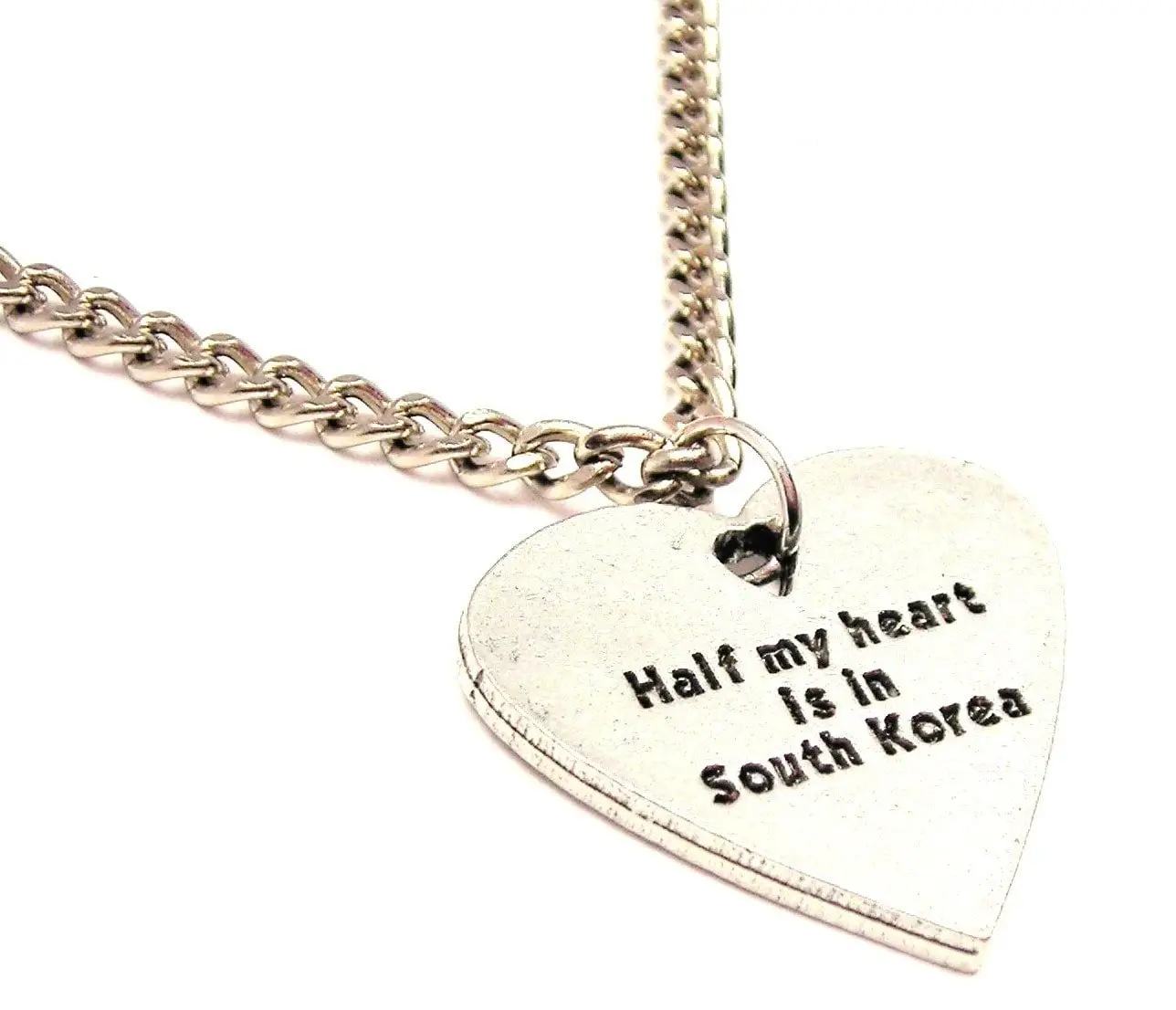Single Charm Necklace "Half my Heart is in South Korea"